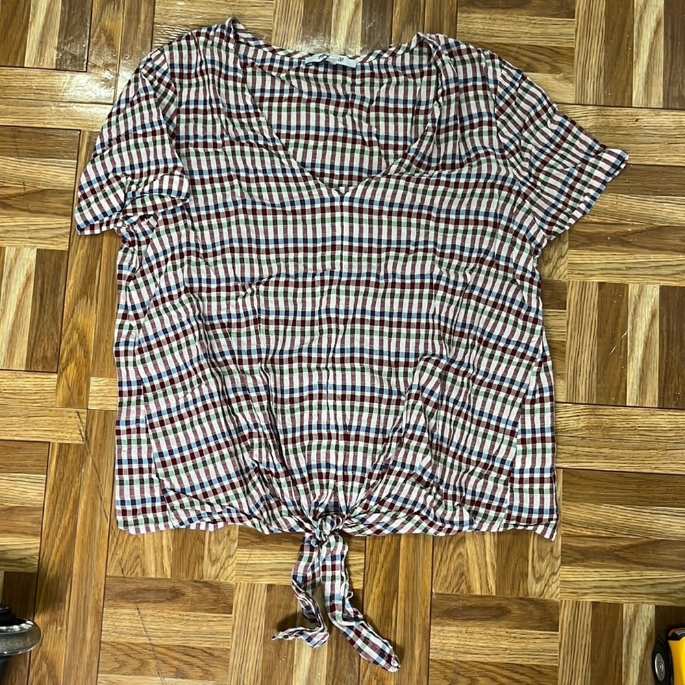 Madewell Novel Tie Front Gingham Top